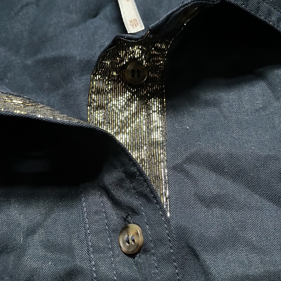 Free People Campus Button Down Navy Blue Top - Picture 8 of 9